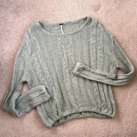 Free People Alpaca Wool Blend Angel Soft Pullover Mint Sweater Size S - Picture 5 of 9